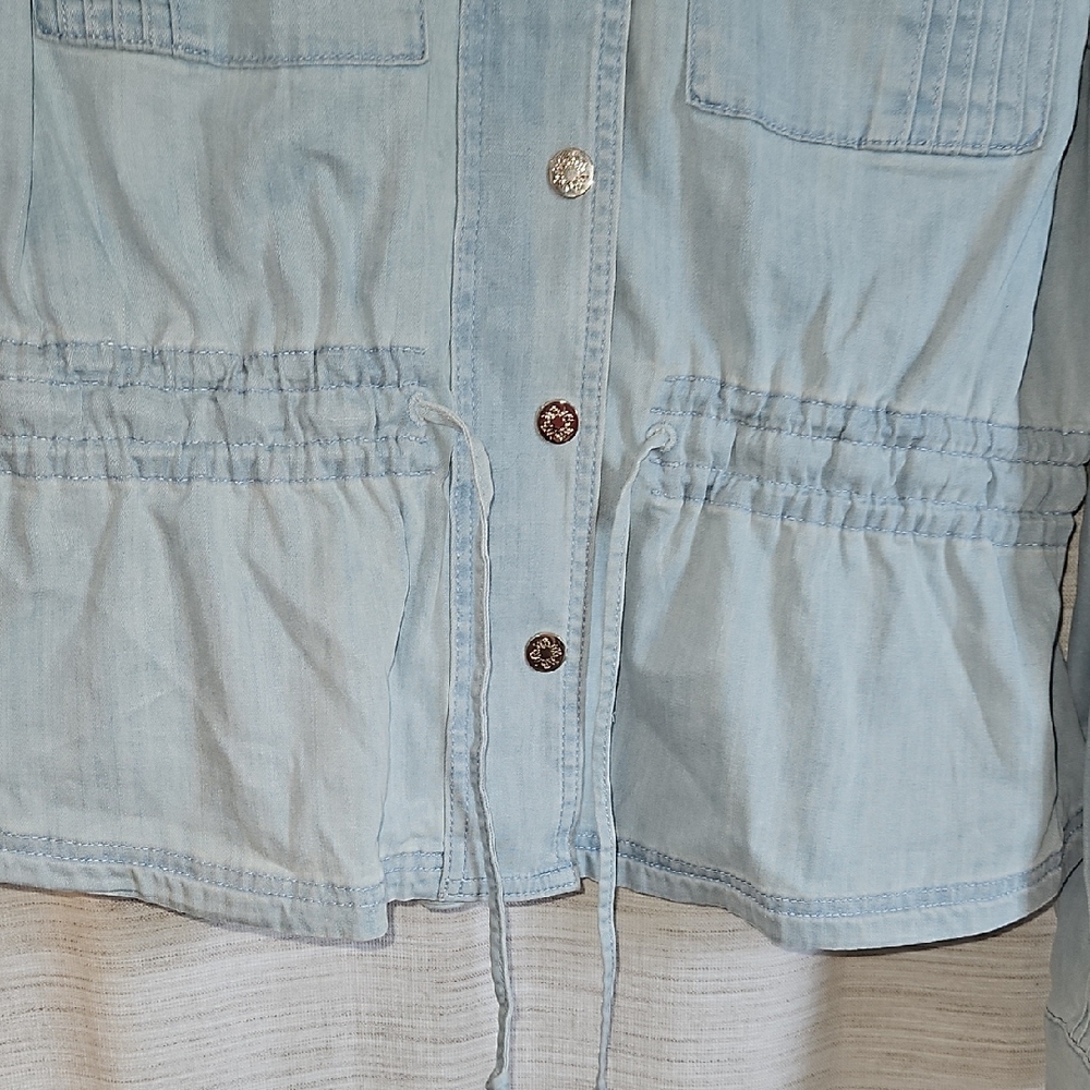 NWT White House Black Market Blue Utility Jacket with Drawstring Waist Size 14 - Picture 4 of 9